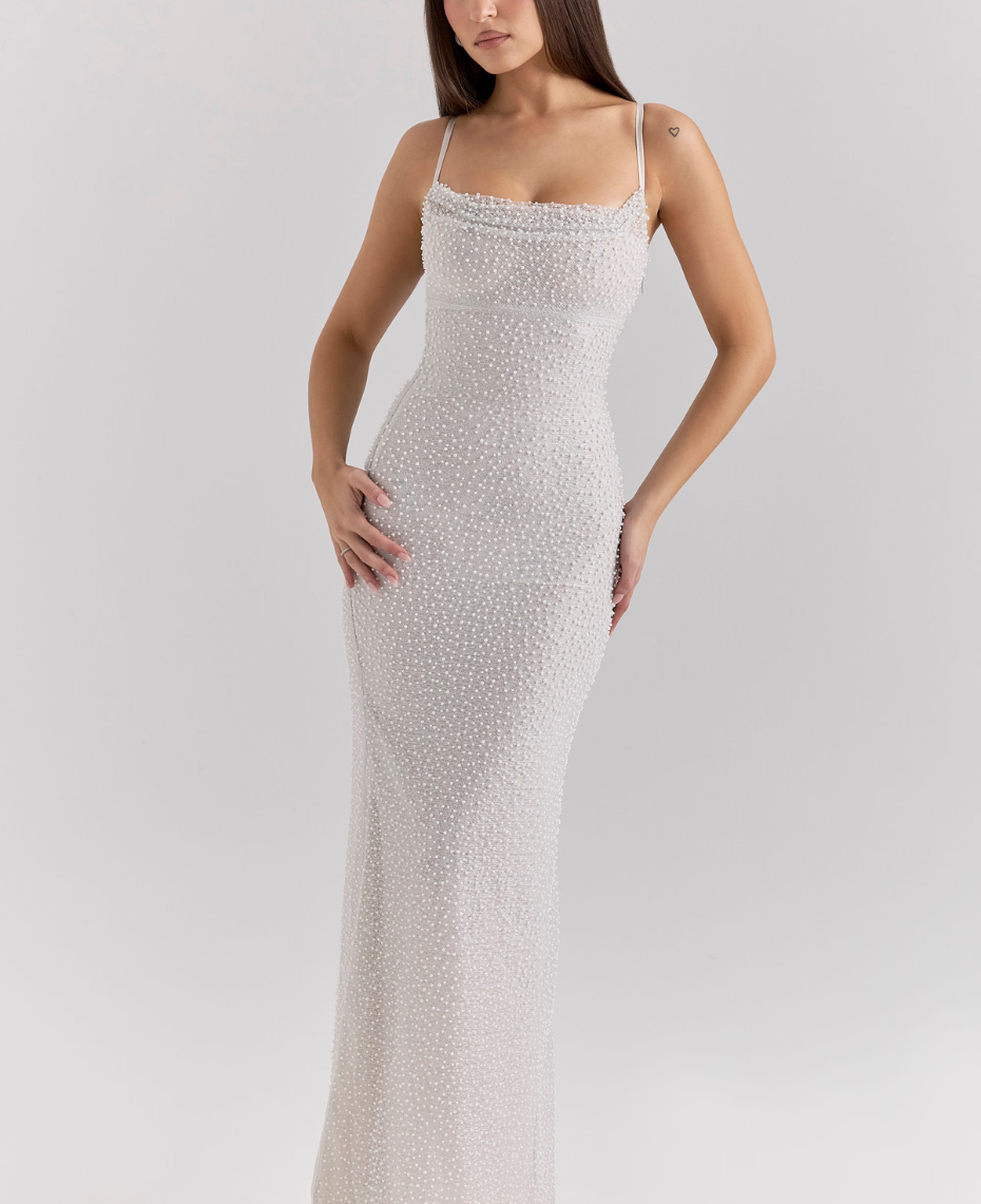 Magnolia Cowl Dress - Pearl Ivory