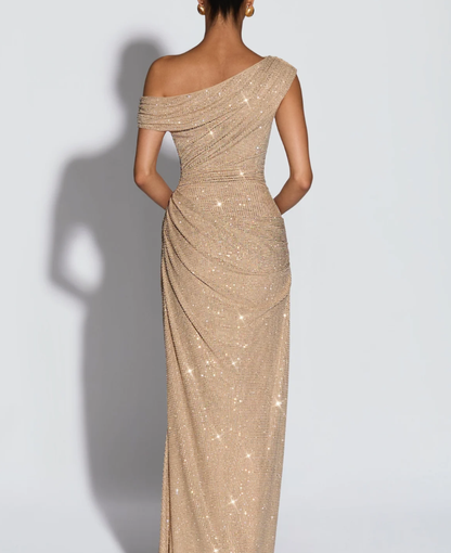 Siren Asymmetrical Gown - Champagne Glow
