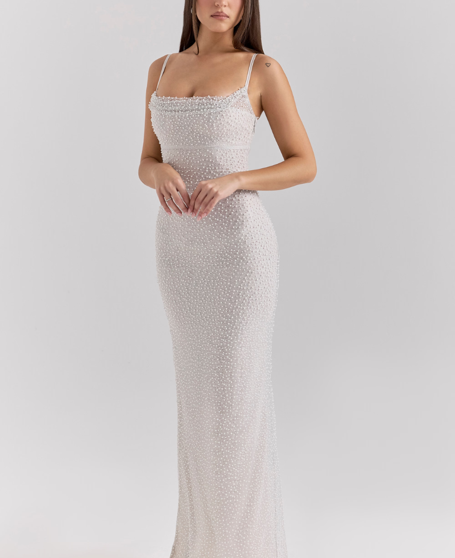 Magnolia Cowl Dress - Pearl Ivory