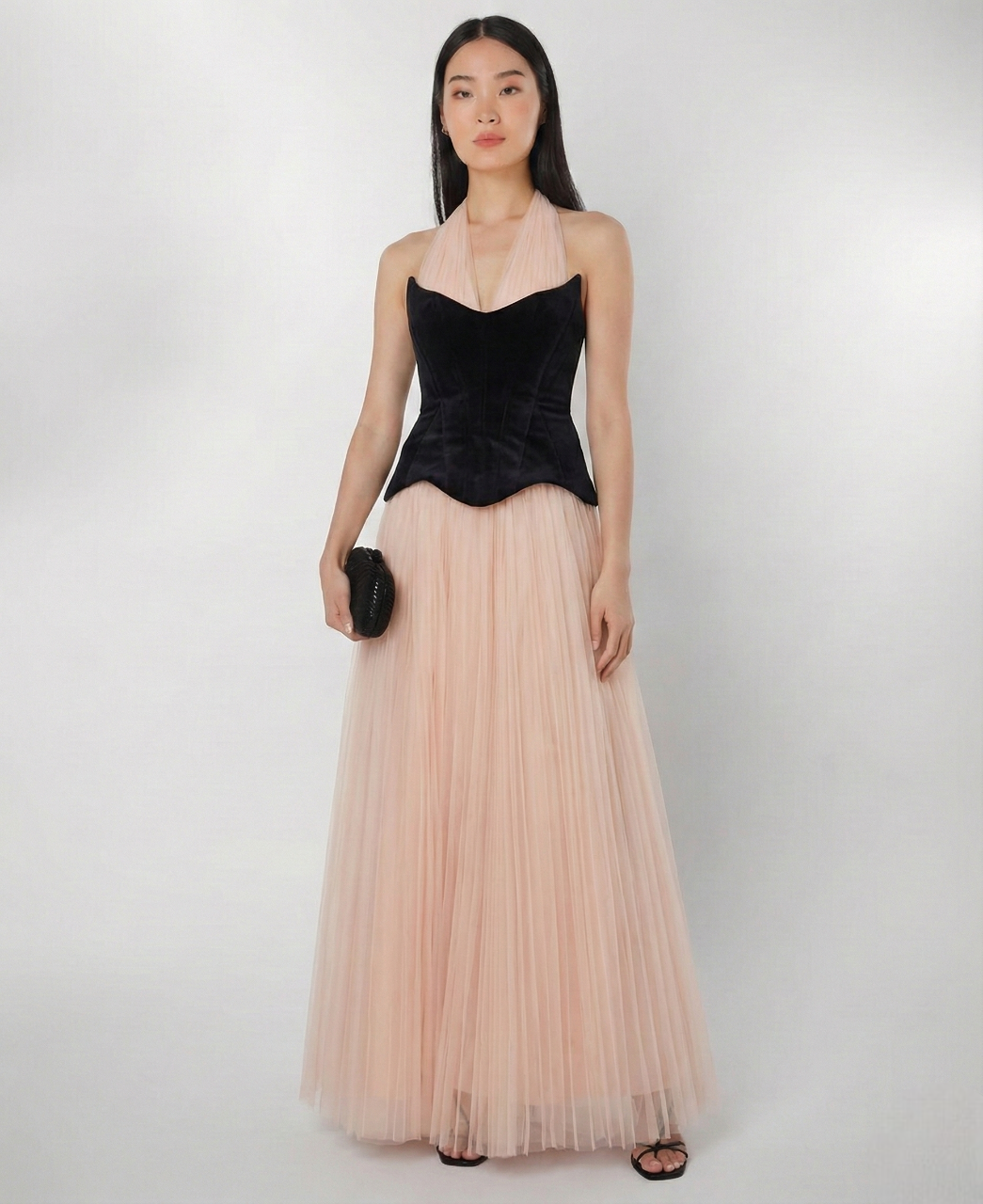 Elara Halter Gown – Blush Noir