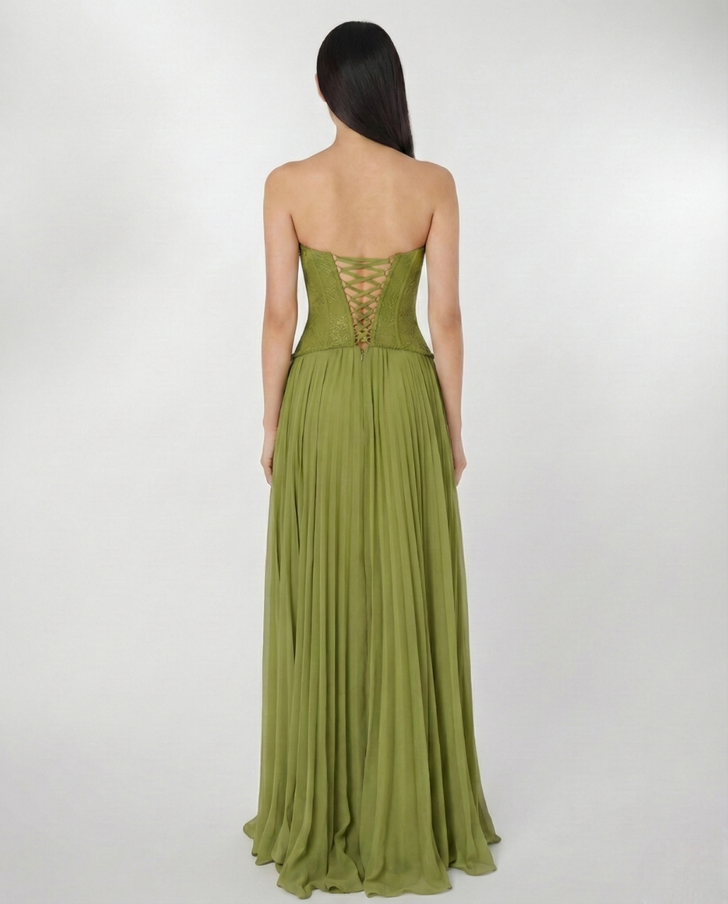 Willow Lace Halter Gown – Moss Green