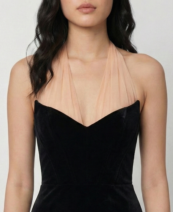Elara Halter Gown – Blush Noir